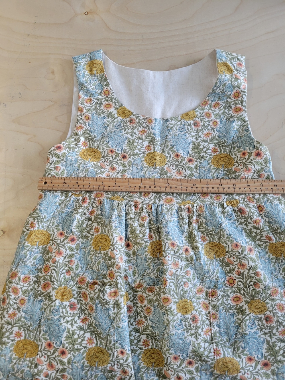 Sleeveless Floral A-line Dress in Sage, Mustard & Cream - Picture 5 of 8
